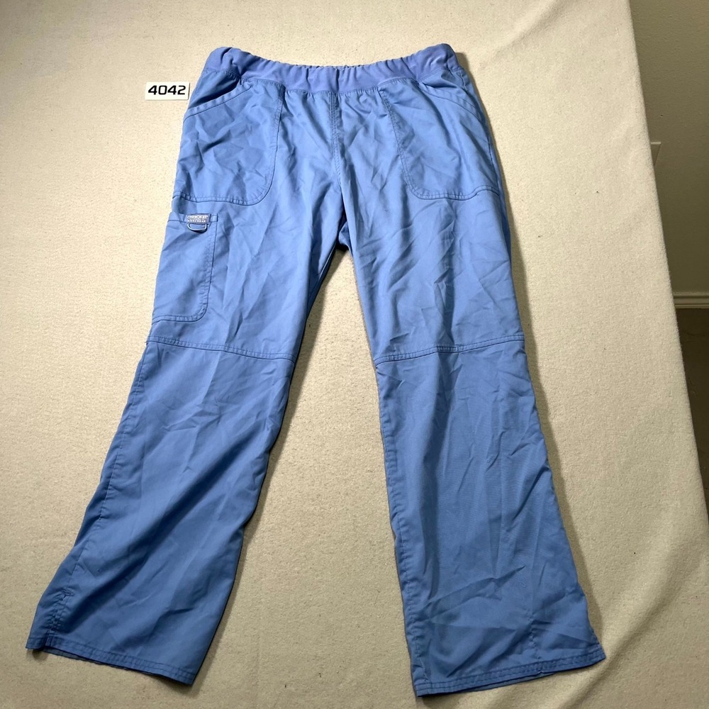 Cherokee Scrub Pants Womens XL Blue 2-Way Stretch Medical Straight Leg Pull On